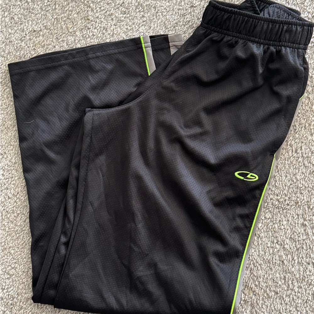 Black Athletic joggers with Neon Green Accents boys size 12/14